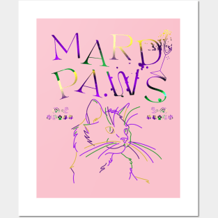 party cat mardi gras paws Posters and Art